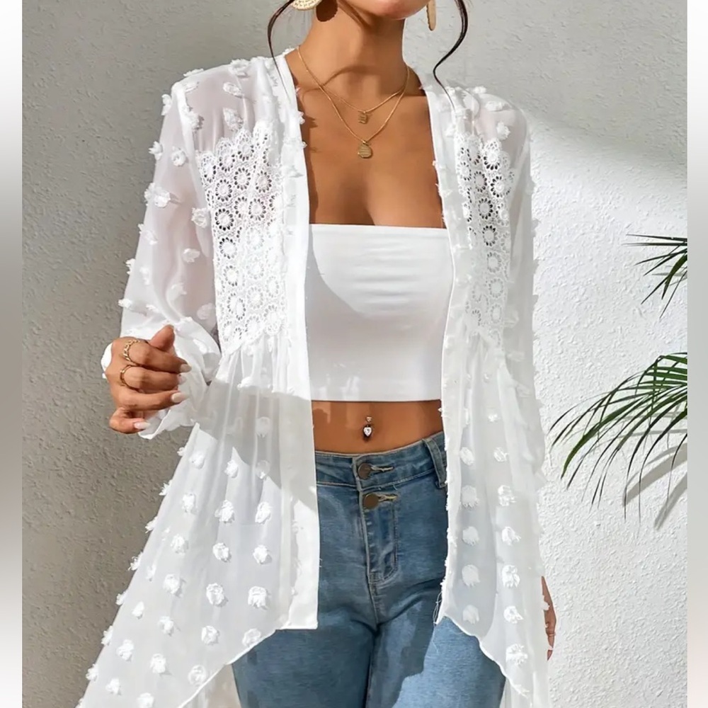 🎉HP 12/3🎉White Sheer Cardigan, NIB - Picture 4 of 7